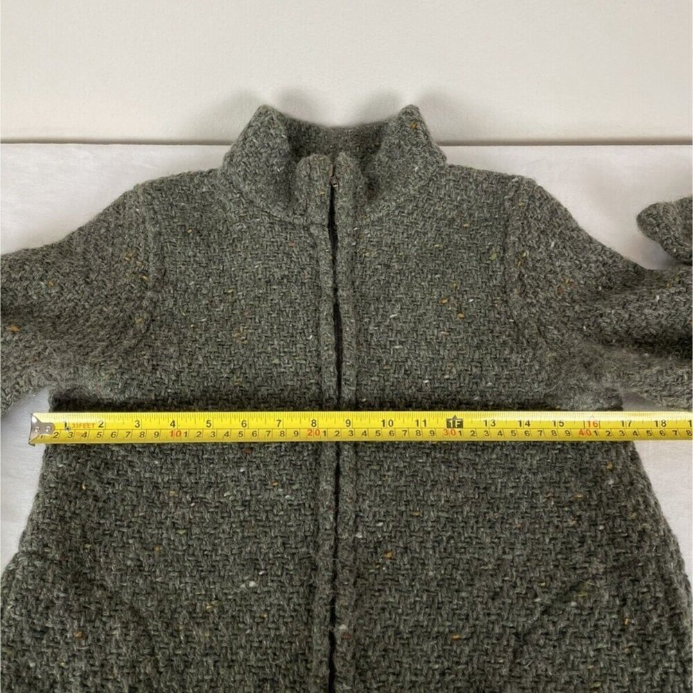 Branigan Weavers Sz S 100% Wool Full Zip Cardigan Ireland Green Pockets - Picture 5 of 11